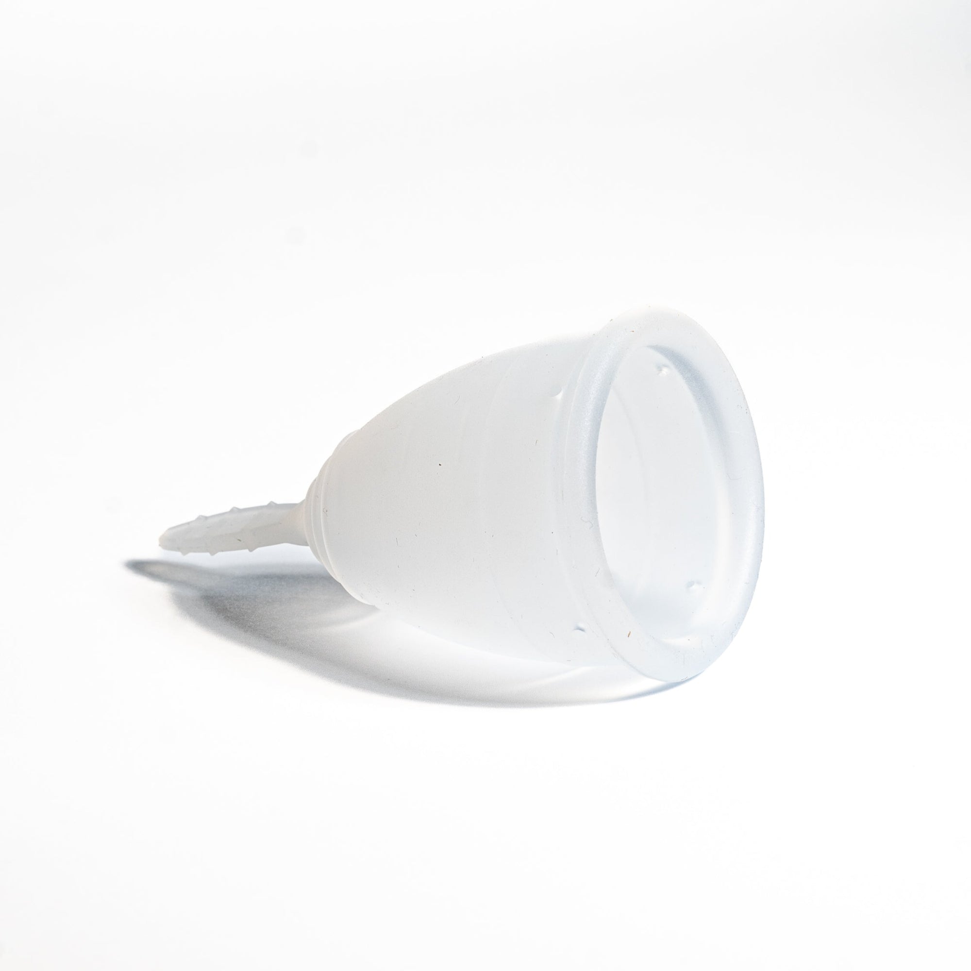 Perfectfit clear white menstrual cup side detail