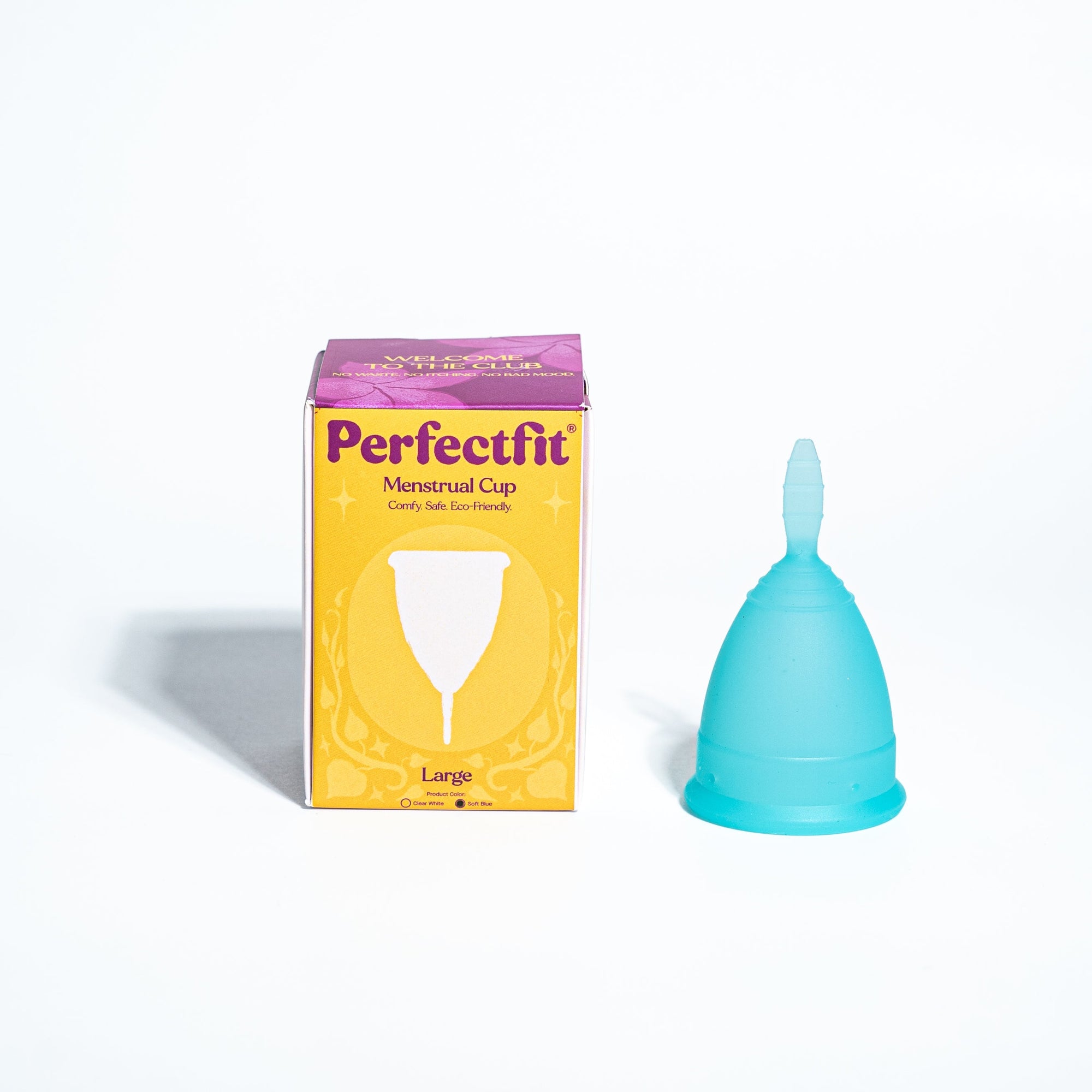 Menstrual cup soft blue with packaging