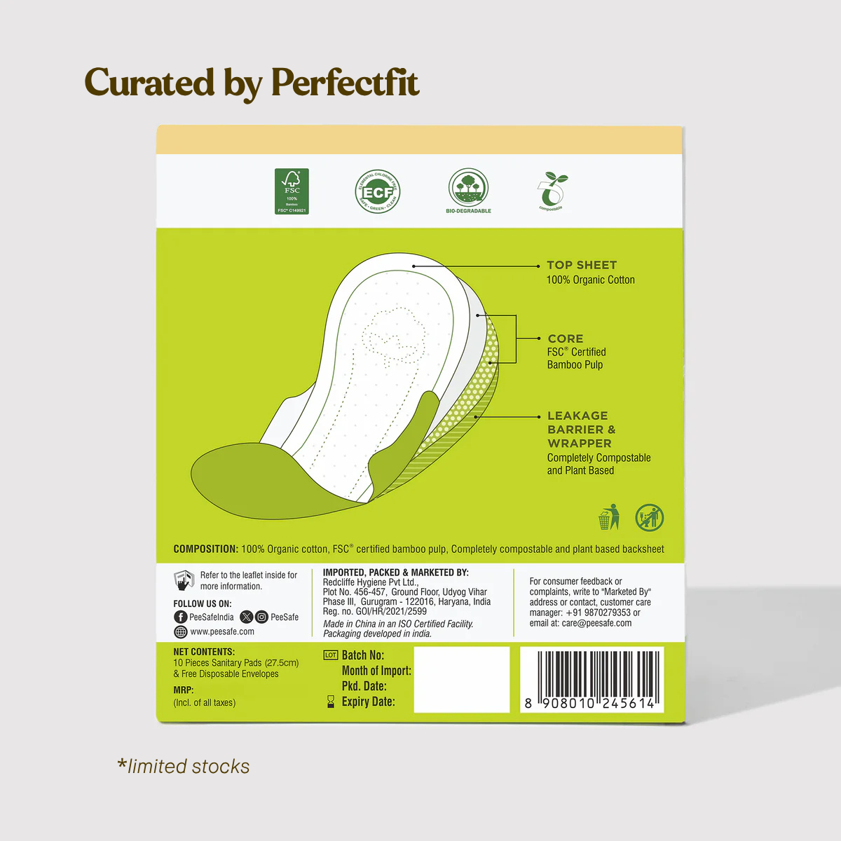 PeeSafe Biodegradable Sanitary Pads - Curated by Perfectfit