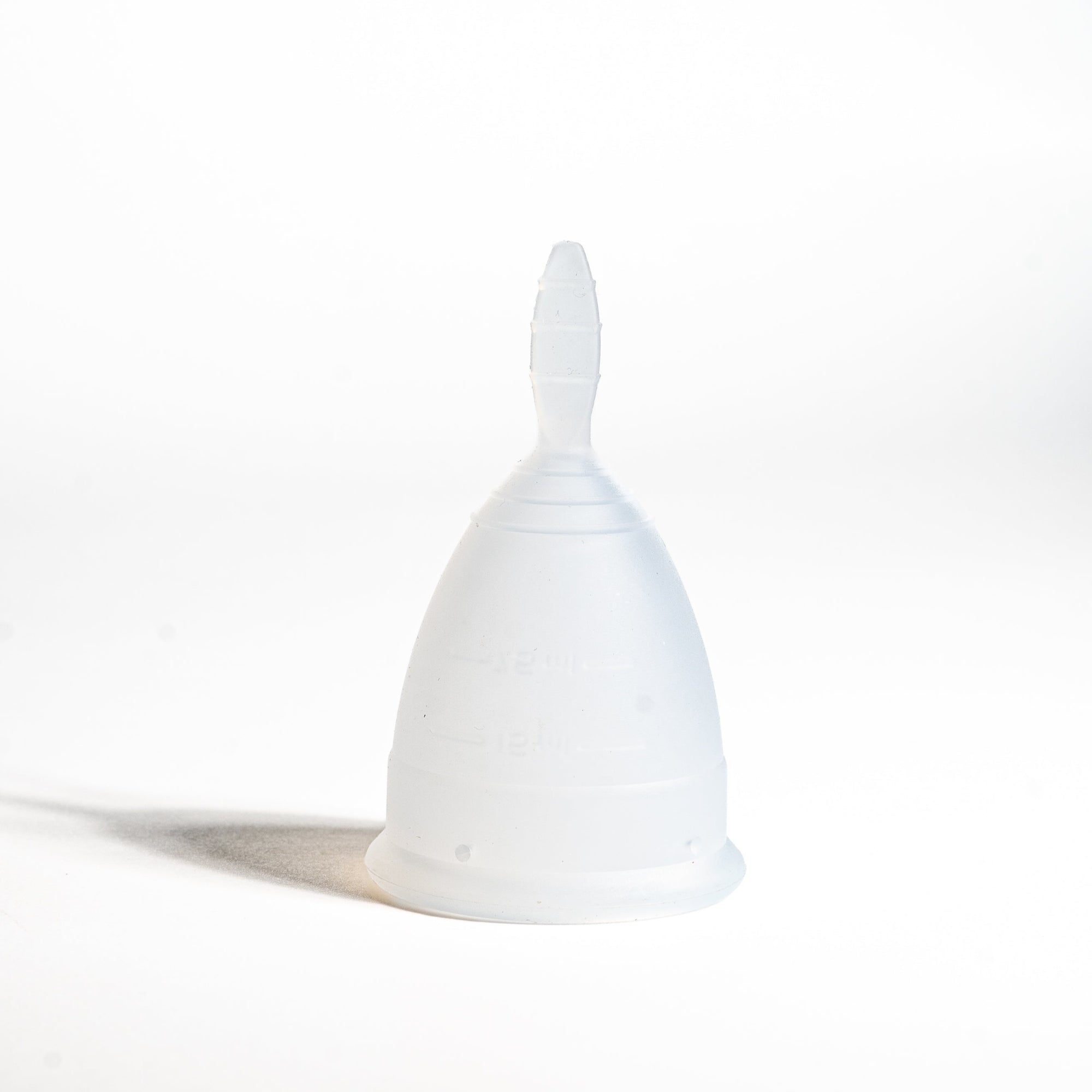 Perfectfit clear white menstrual cup detail upside down
