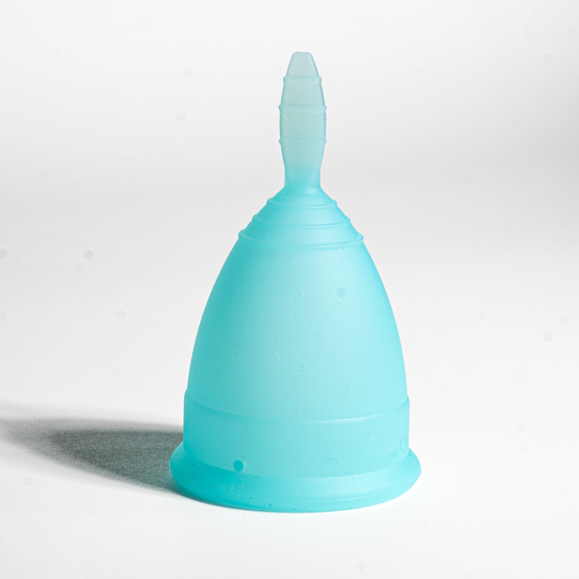 Perfectfit menstrual cup soft blue detail upside down