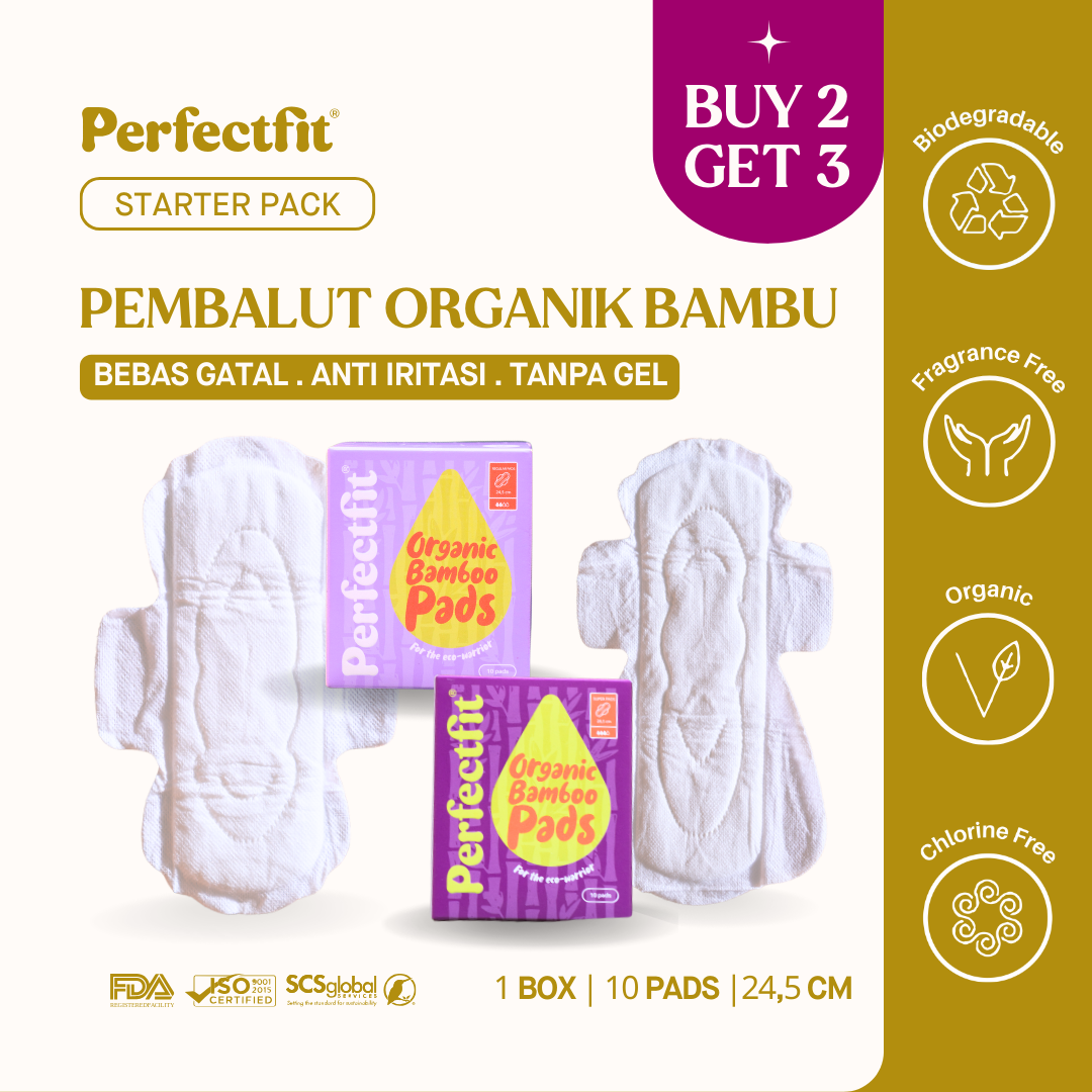 2 Packs Organic Bamboo Pads – 100% Gel-Free & Biodegradable, Indonesia’s First!